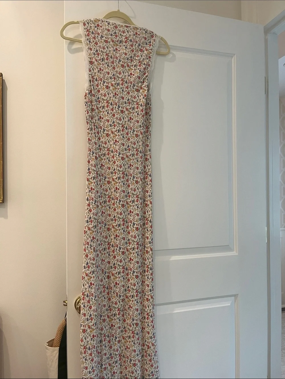 Reformation White Maxi Dress with Red & Green Floral - Picture 5 of 5